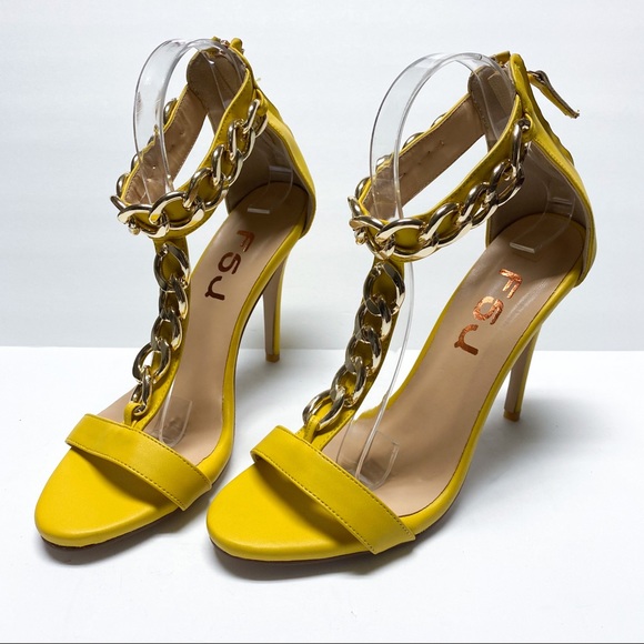 FSJ Sexy Chain Open Toe Ankle Strap Sandals Pumps - Picture 2 of 7